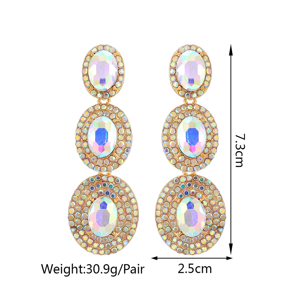 Modern Fashion Elegant Multiple Round Metal Full Crystal Dangle Earrings For Women 2025 Luxury Jewelry Vintage Ear Accessories