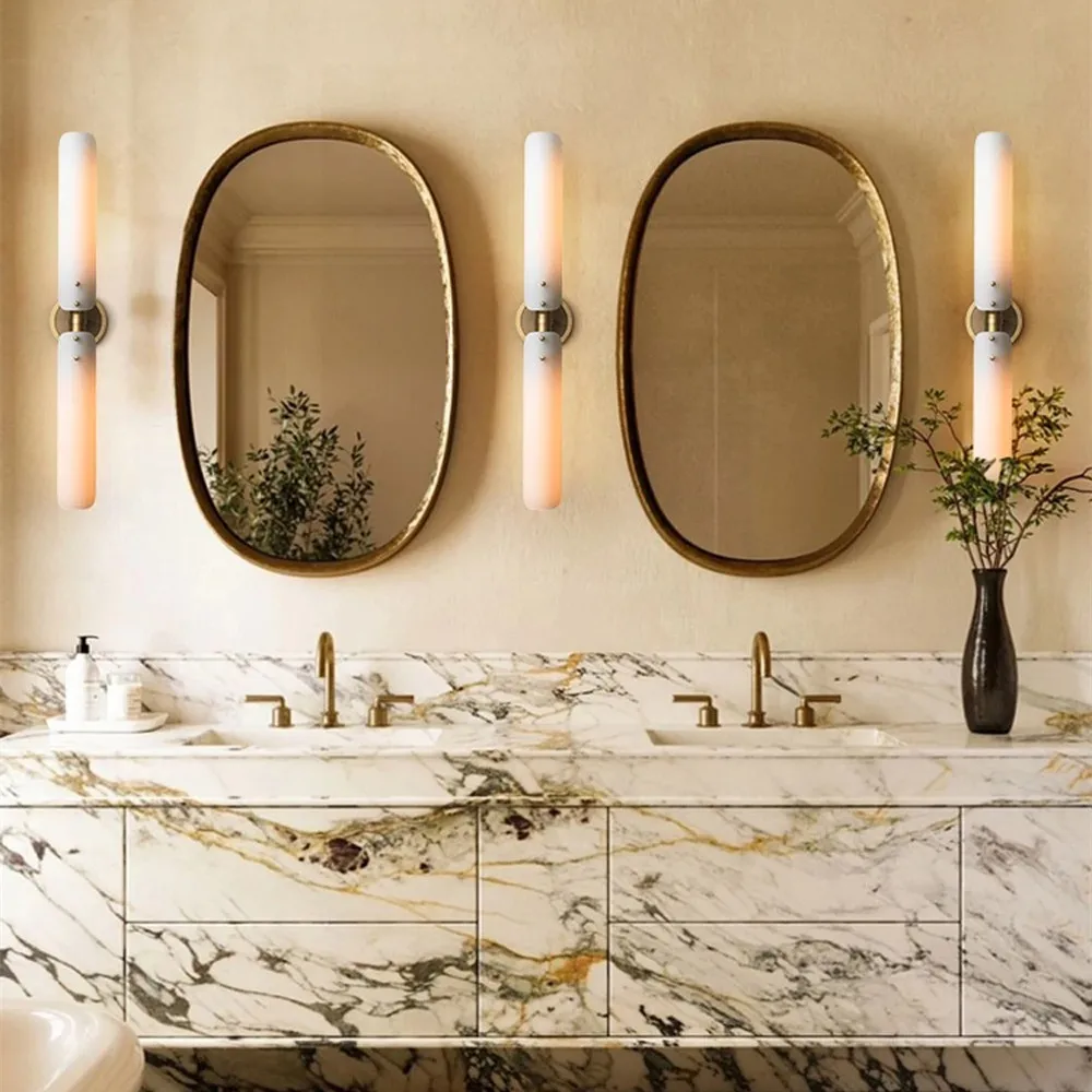 Modern LED Copper Glass Restaurant Ceiling Chandelier For Living Room TV Background Aisle Bedside Wall Lamp Mirror Front Light