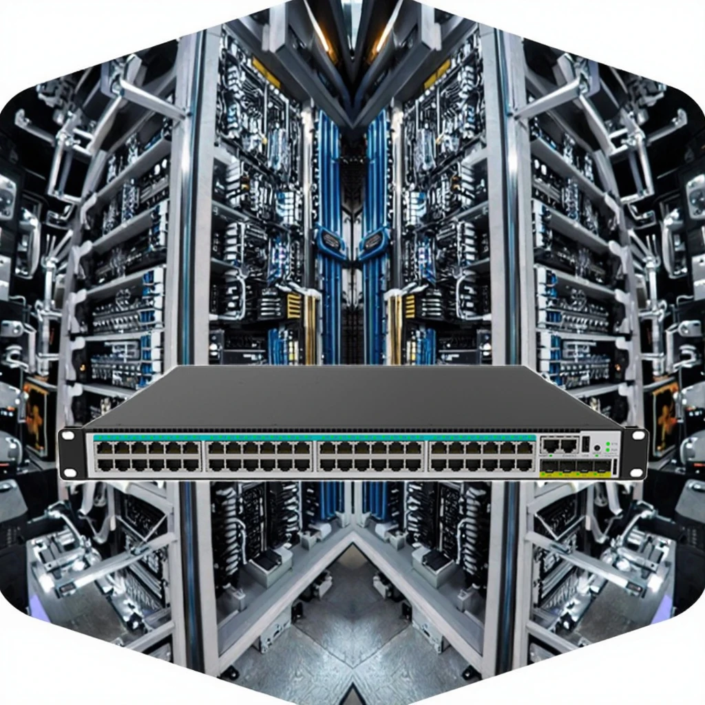 المهنية 24/48 منفذ 10G المدارة POE/HPOE محول شبكة إيثرنت المثبت على الرف VLAN QoS وظيفة 1 سنة الضمان OEM ODM