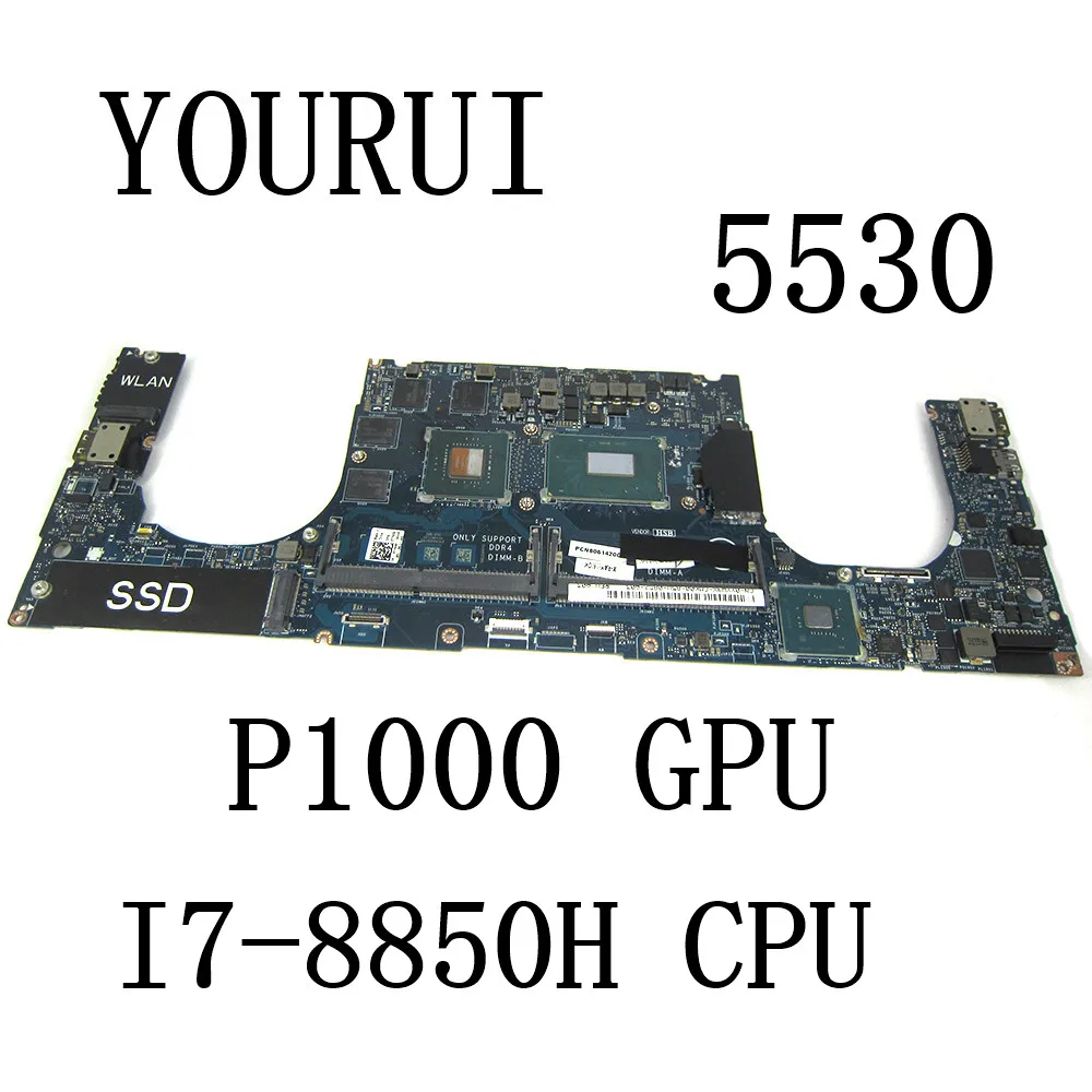 For DELL Percision 5530 M5530 Laptop Motherboard with I7-8850H CPU P1000 GPU LA-F541P  CN-0DMMW9 Mainboard