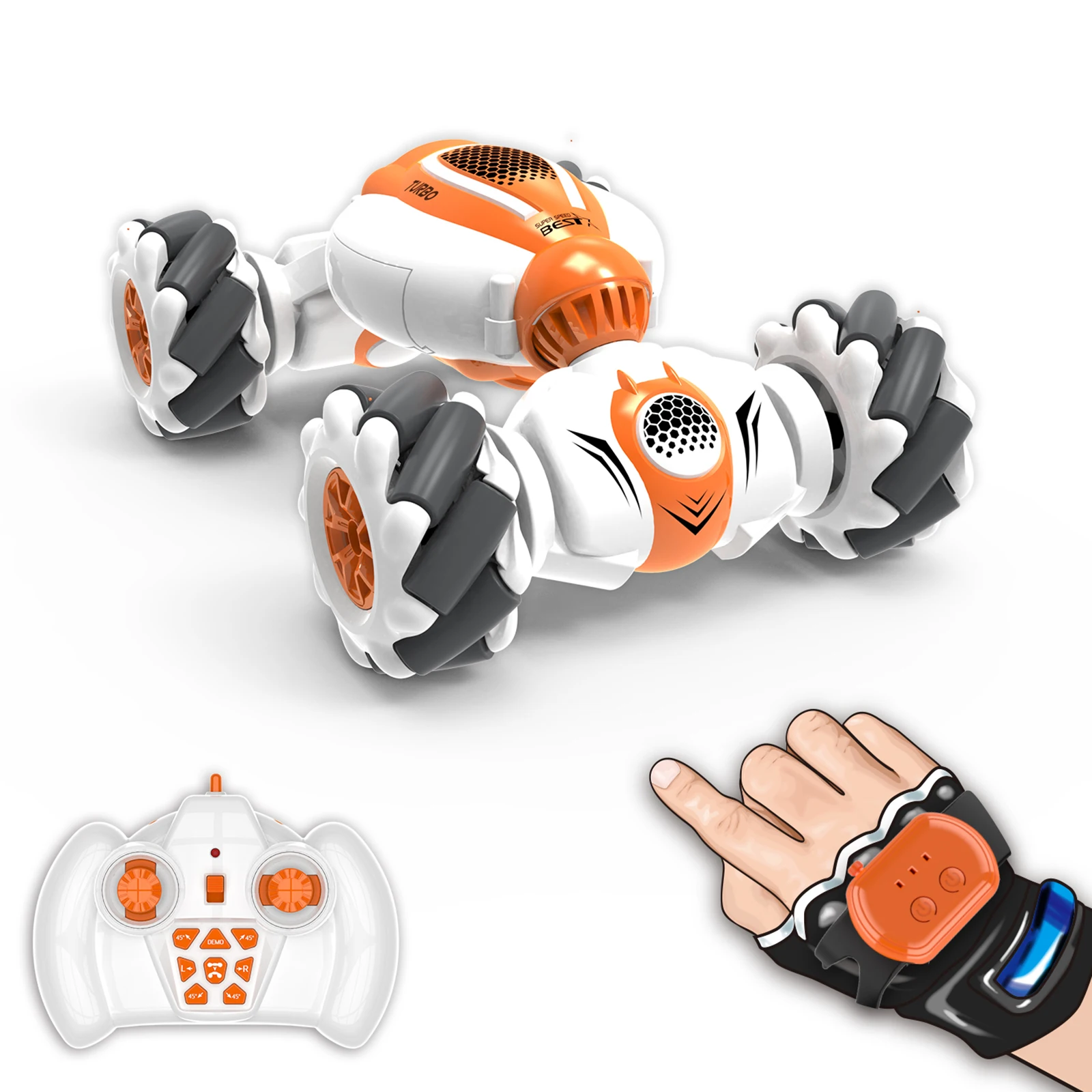 2.4G 3.7V 220mAh Cartoon Electric Car Toys 30m Control Distance Watch RC Car 25min Working Time Deformation Design for Kid Child