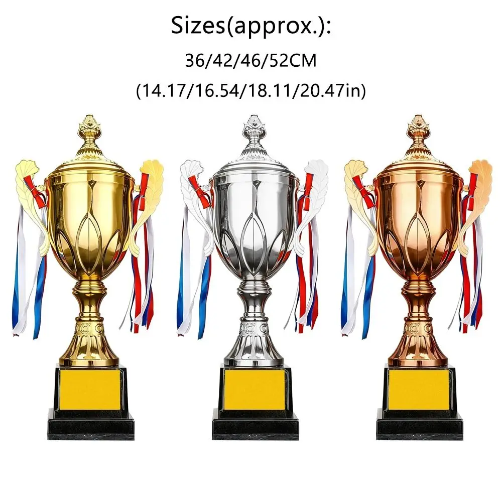 Trophées en métal 36/42/46/52CM, tasse en métal, or, argent, Bronze, trophées personnalisés, Sculpture en plastique, tasse de prix de conception couverte