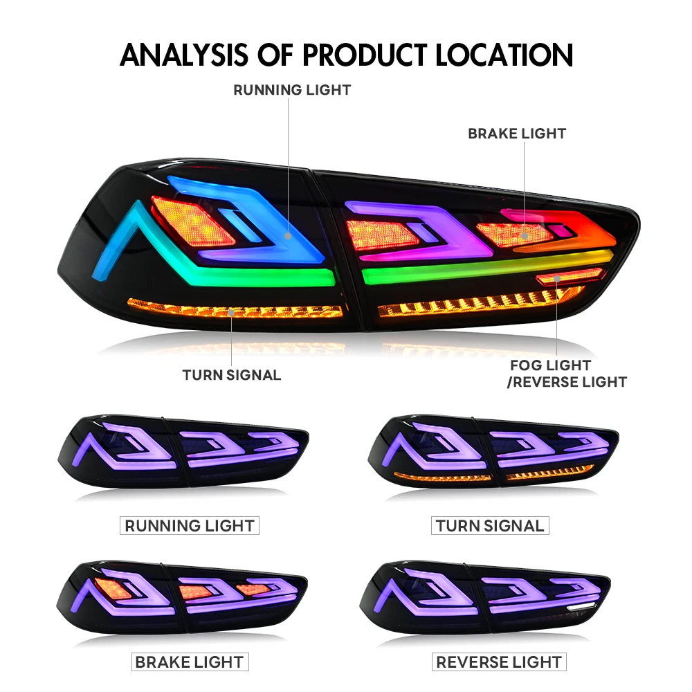 عالية الجودة 1 زوج الذيل ضوء الجمعية لميتسوبيشي لانسر 2008-2018 RGB الخلفية الضباب الفرامل ضوء الذيل مصباح #4