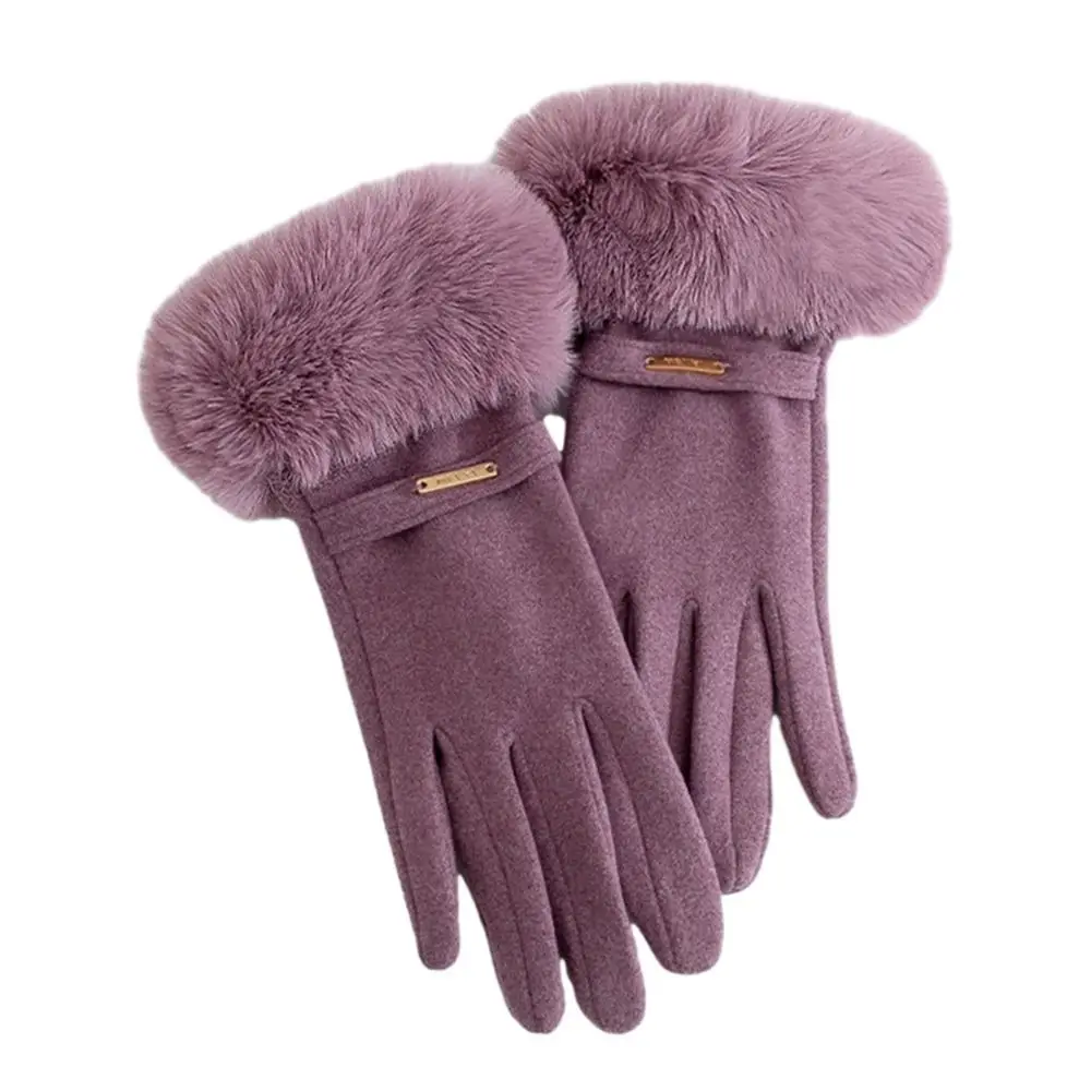 Dames touchscreen winter dameshandschoenen namaakbont fluweel dikker warme wanten thermische ski winddichte handschoenen fietsaccessoires