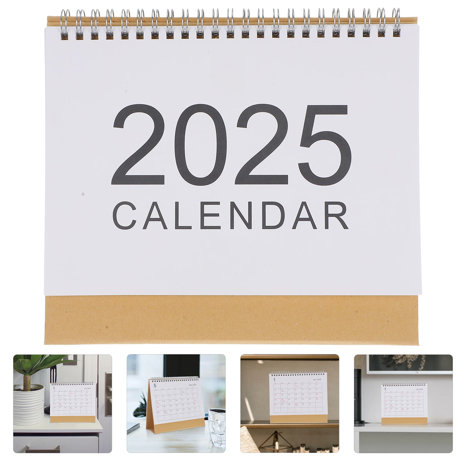 2025 Mini scrivania Semplice inglese in piedi Calendario a fogli mobili Ufficio Casa Robusto pianificazione della carta Anello in metallo con rotazione di pagina a 360 gradi