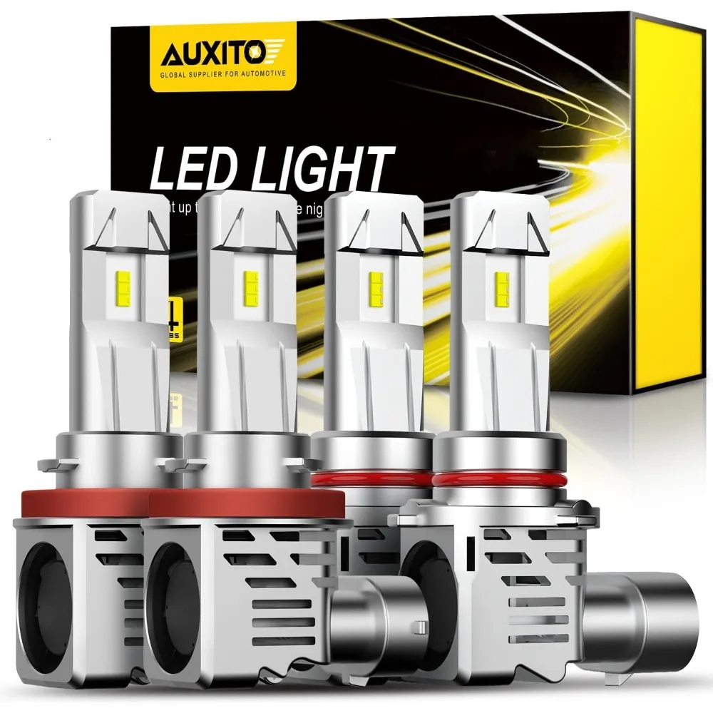 

9005 H11 Bulbs Combo, 9005/HB-3 and H11/H8/H9 Fog Light Replacement, 60000LM Bright 6500K White, Pack of 4