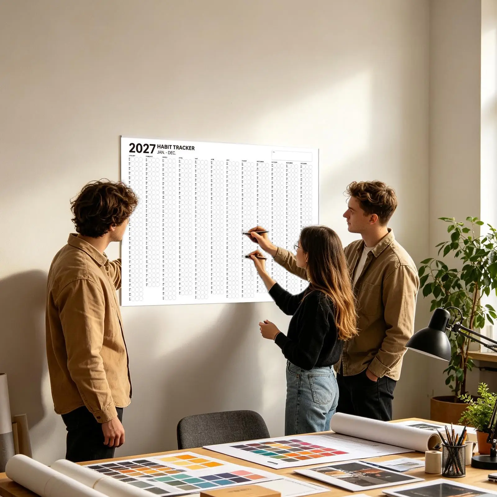 Habit Tracking Calendar 2027 Monthly Visual Wall Task Calendar With Dot Sticker Habit Tracker Journal For Home Apartment School