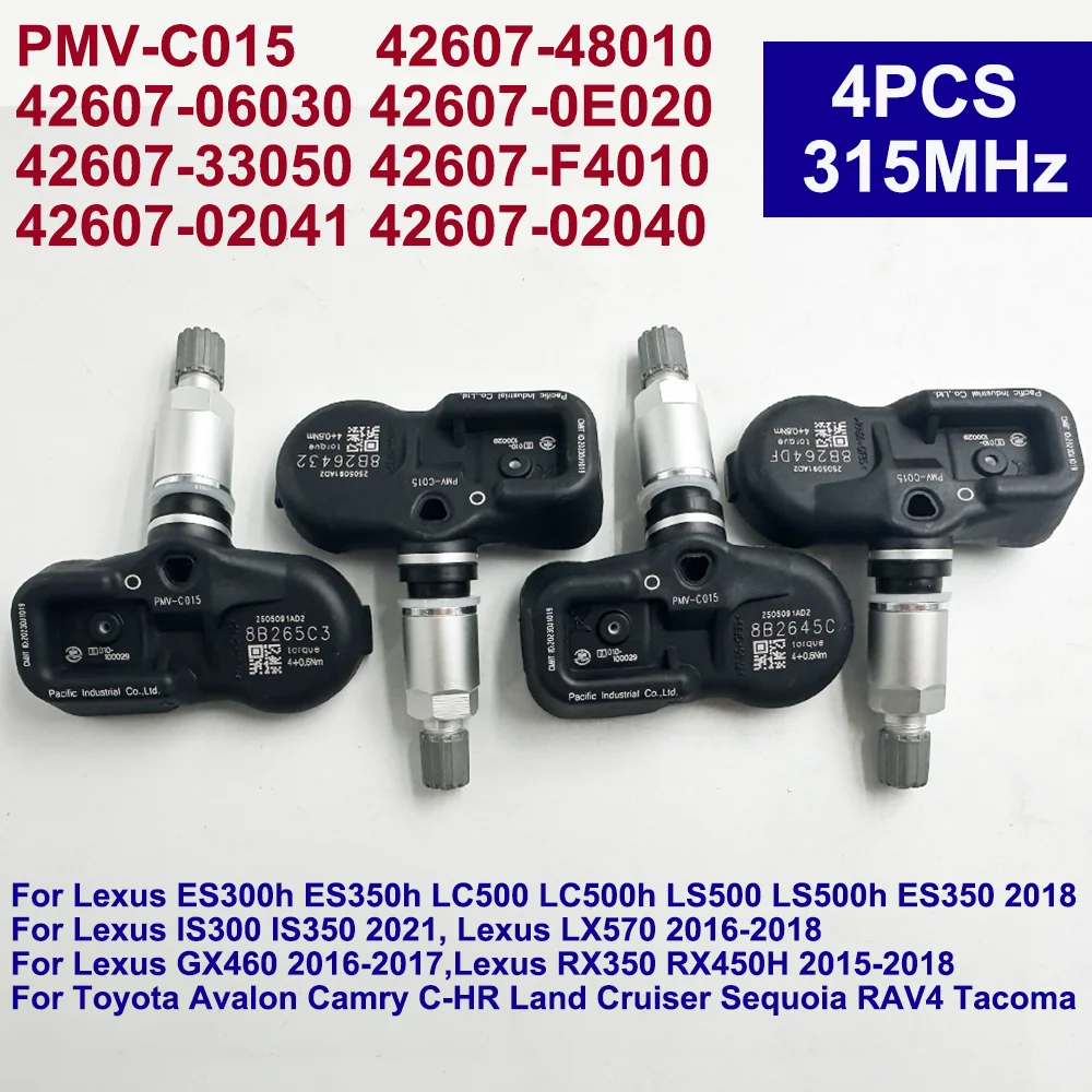 

4PCS TPMS Tire Pressure Sensor 315MHz OEM PMV-C015 42607-48010 42607-06030 42607-02041 For Lexus Lc Rx Toyota Avalon Camry Rav4