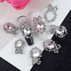 10PCS 3D Luxury Alloy Bow Garland Nail Art Rhinestone Wreath Charms Jewelry Parts Accessories Manicure Nails Decoration Supplies