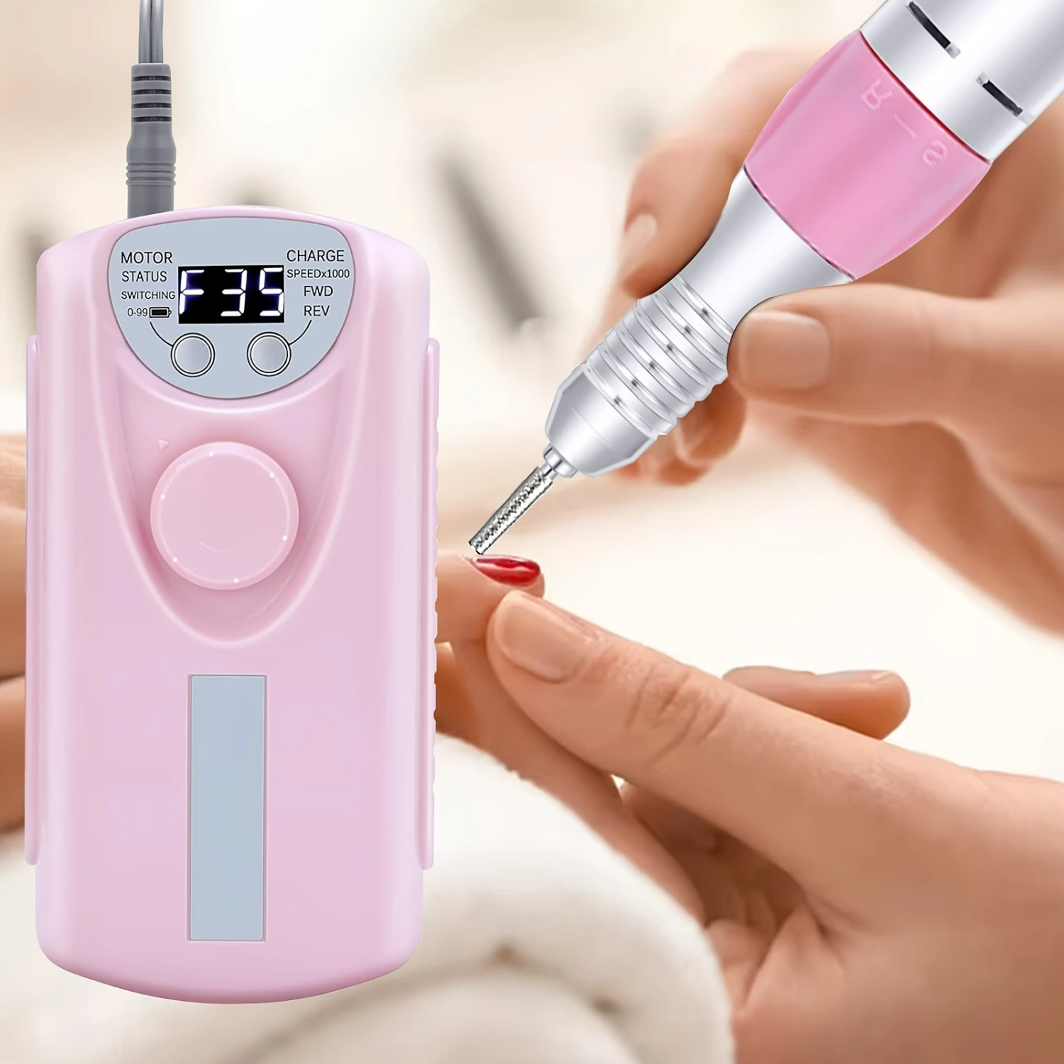 Professional Portable Rechargeable Cordless Nail Drill for Salon-Quality Nails and Gel Polish Removal - Complete At-Home Manicur