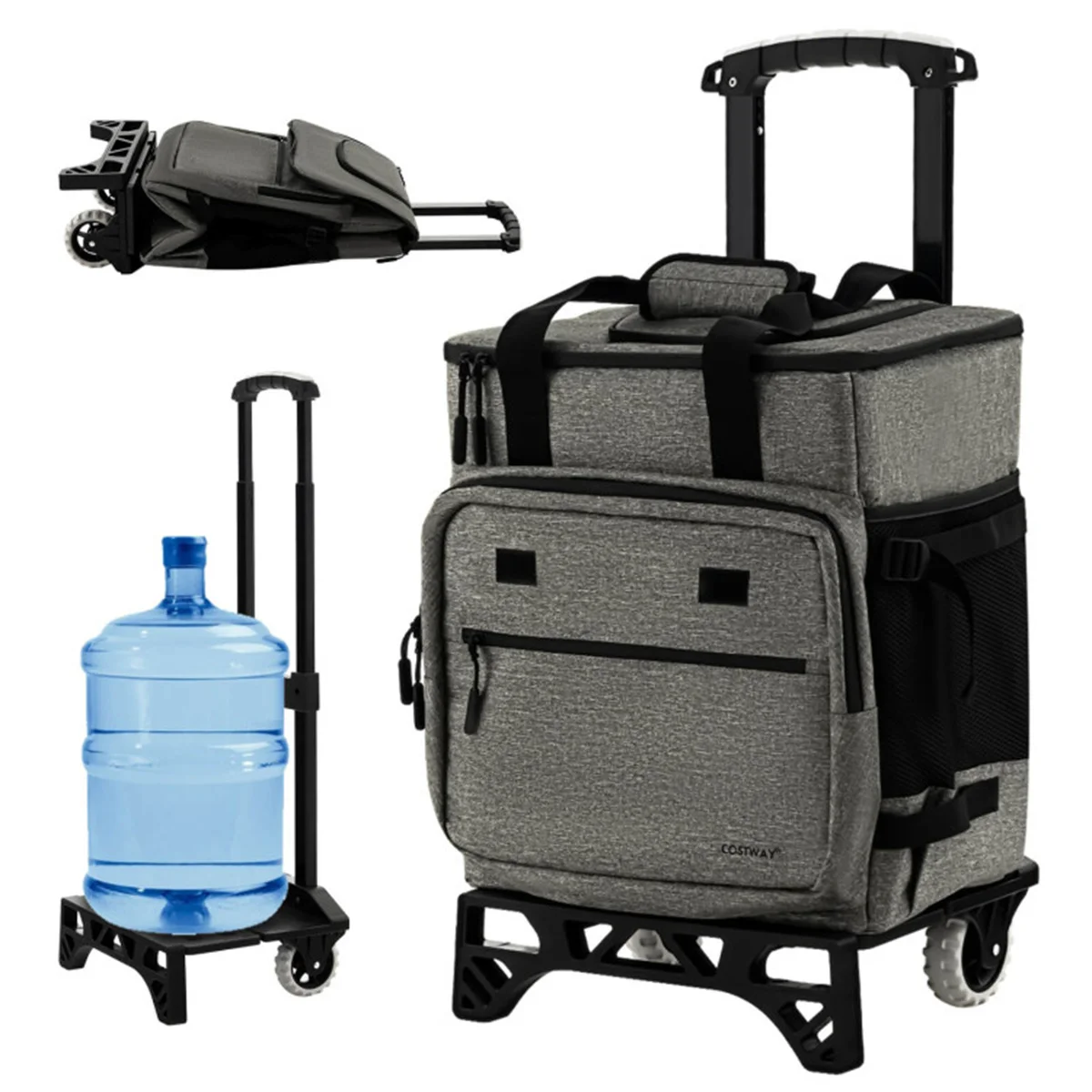 

40 L Large Capacity Cooler Bag with Detachable Bottom Plate Gray