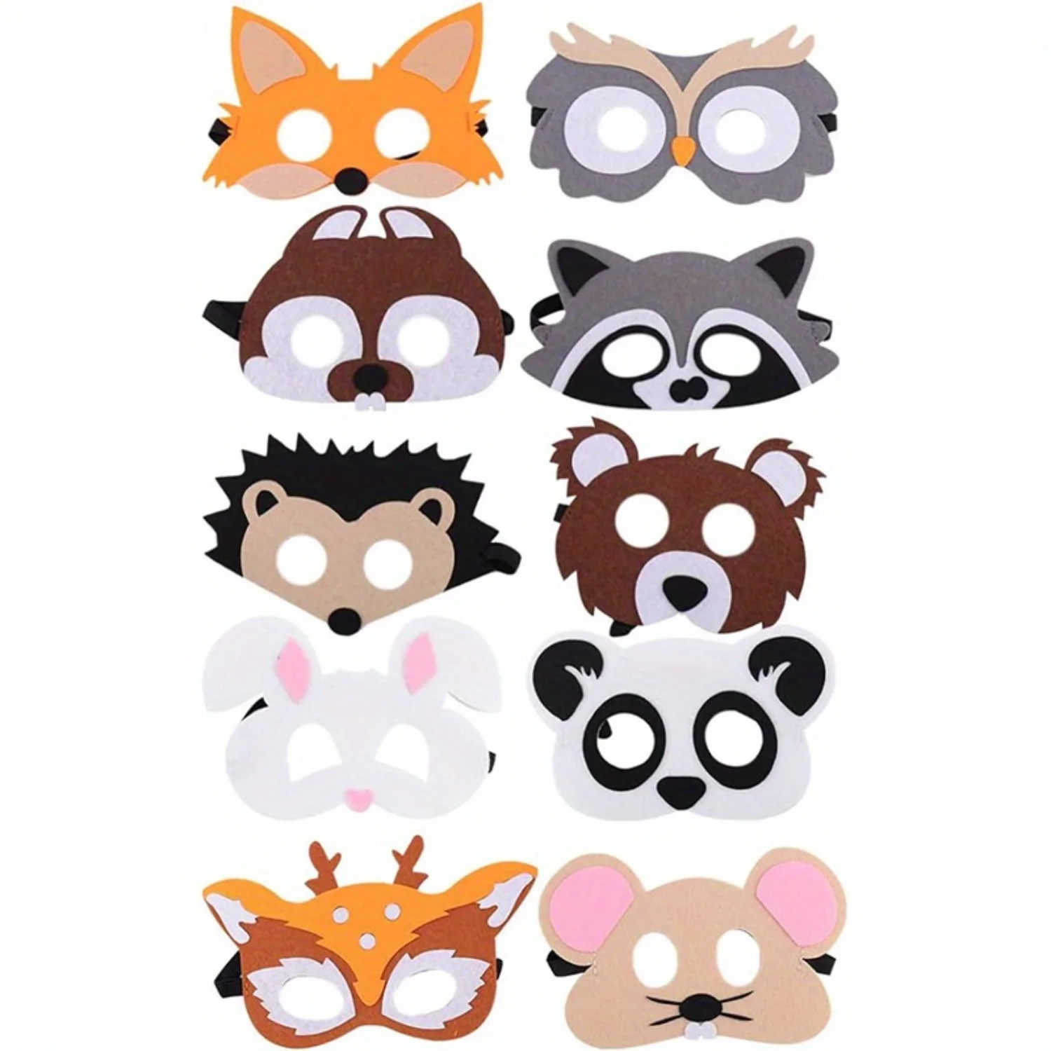 10pcs Animals Felt Masks Creatures Animal Cosplay Zoo Camping Themed Party Favors Supplies