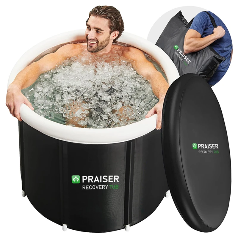 

80Cm Top Garden Sale Water Foldable Spa Tubs Ice Recovery Bath Hot Tub Therapy Round Barrel With Lid Folding Bathtub For Adult