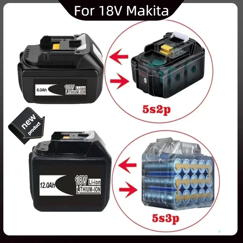 

Newest Version BL1860 18V 12000mAh Li ion Rechargeable Battery for Makita Battery 18 V BL1830 BL1840 BL1850 BL1860B BL1860