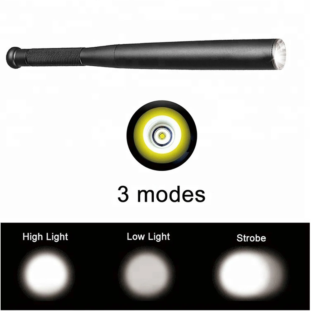 البيسبول الخفافيش LED مصباح يدوي T6 LED الشعلة السوبر مشرق باتون لحالات الطوارئ والدفاع عن النفس ، والإضاءة في الهواء الطلق