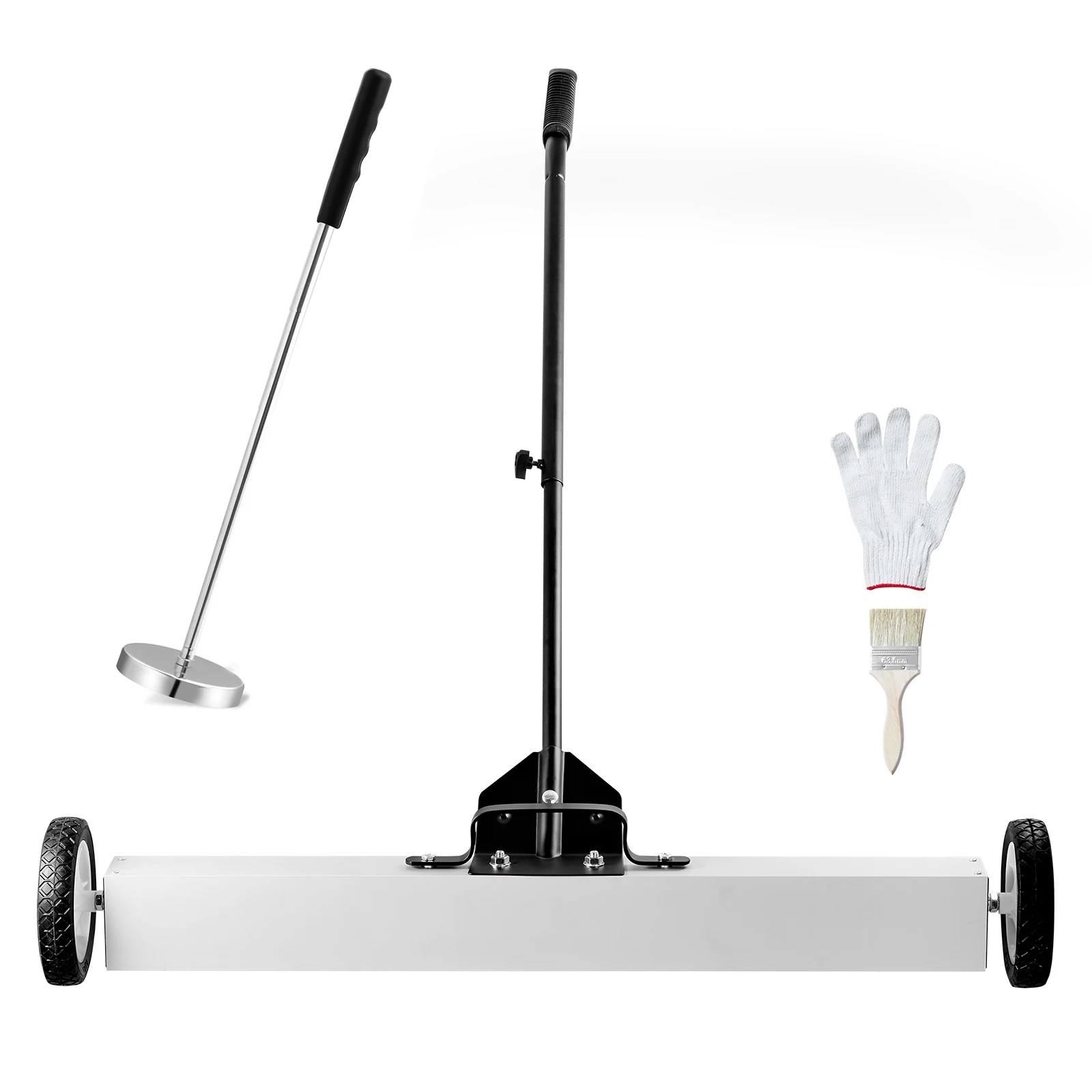 36-Inch Magnetic Sweeper with Wheels, 55 lbs Capacity, Adjustable Handle, Magnetic Pickup Sweeper to Pick Up Nails and Screws, Garage, Yard, Featuring Telescoping Magnetic Pickup Tool
