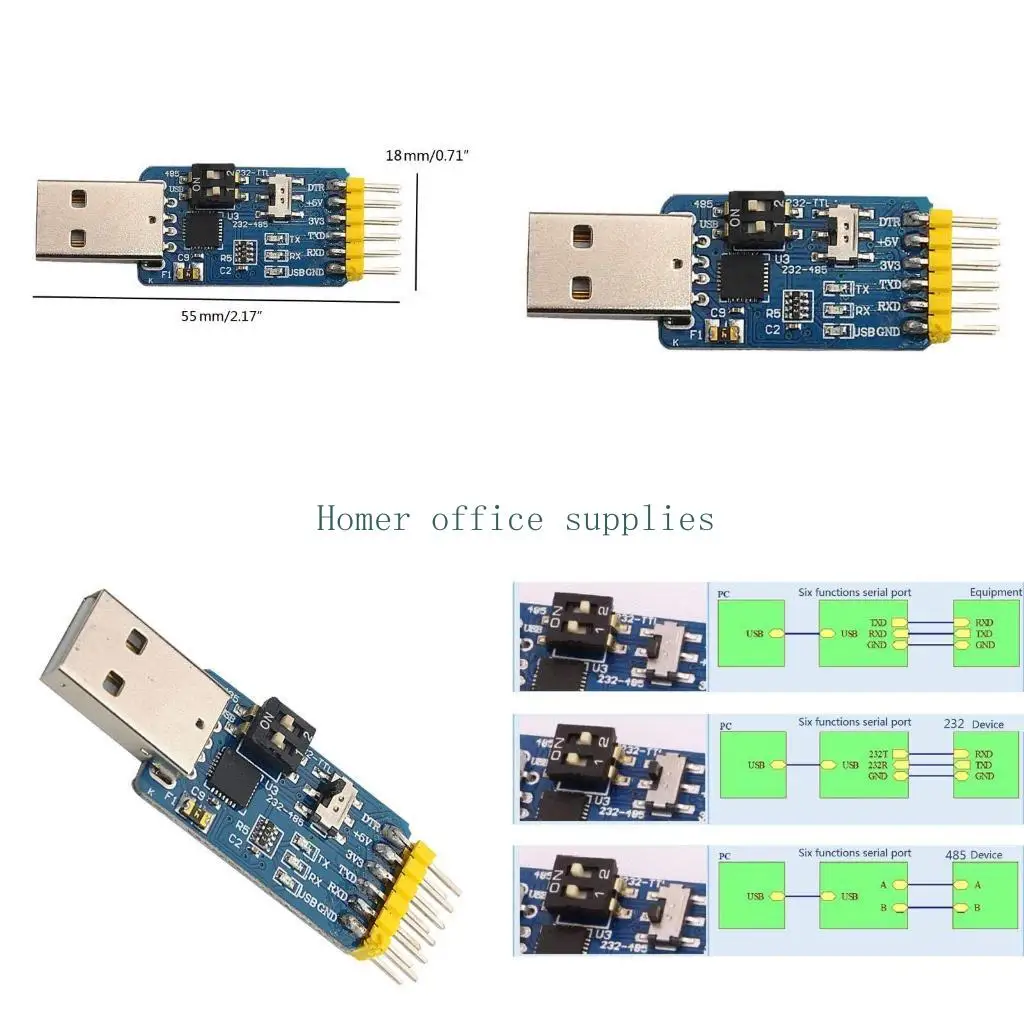 

K43B CP2102 USB -TTL -модуль последовательного адаптера для 3,3 В 5 В.