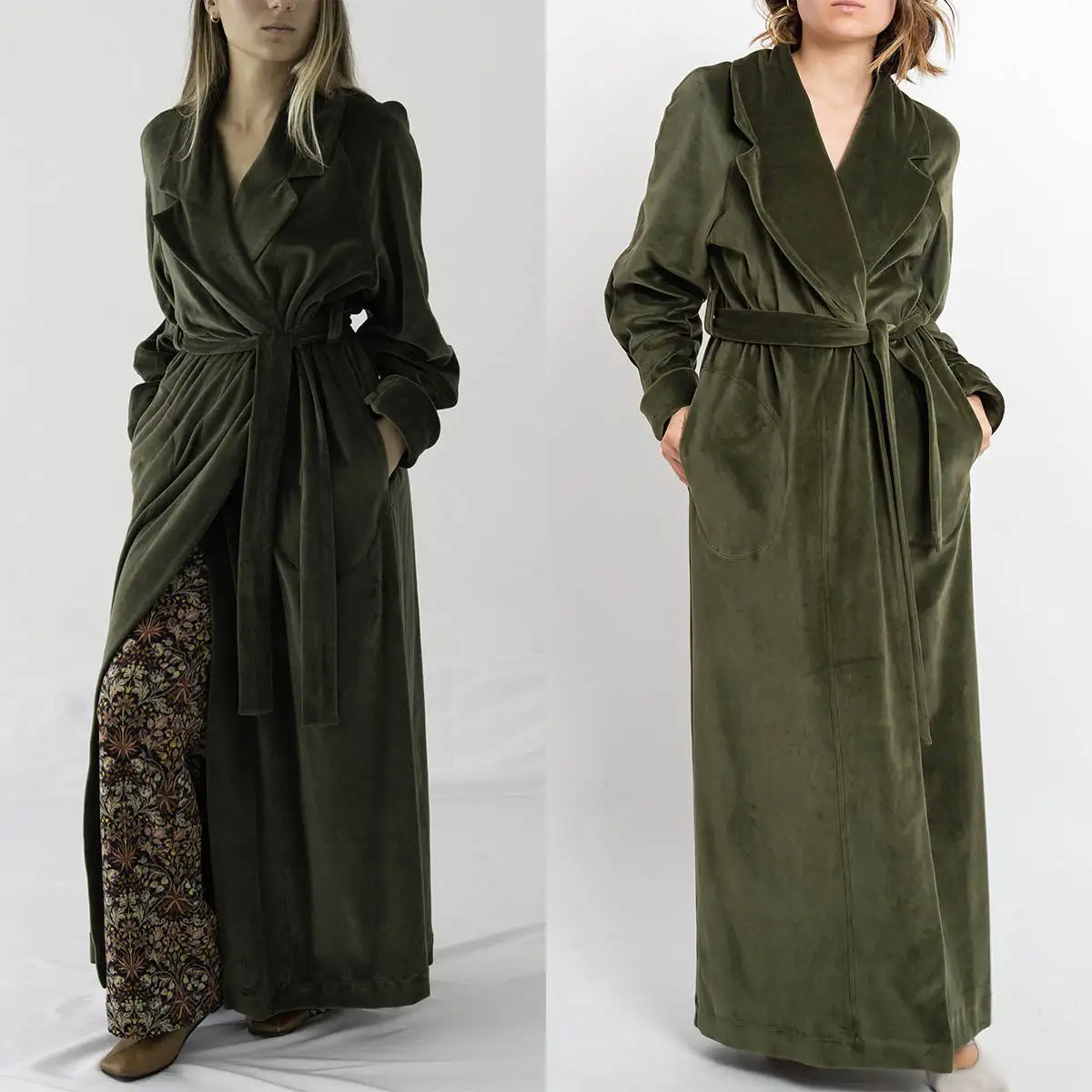 

Simple Women Bathrobe V Neck Long Sleeve Sash Pregnant Party Sleepwear Draped Robe Maternity Photo Evening Dresses Custom Made