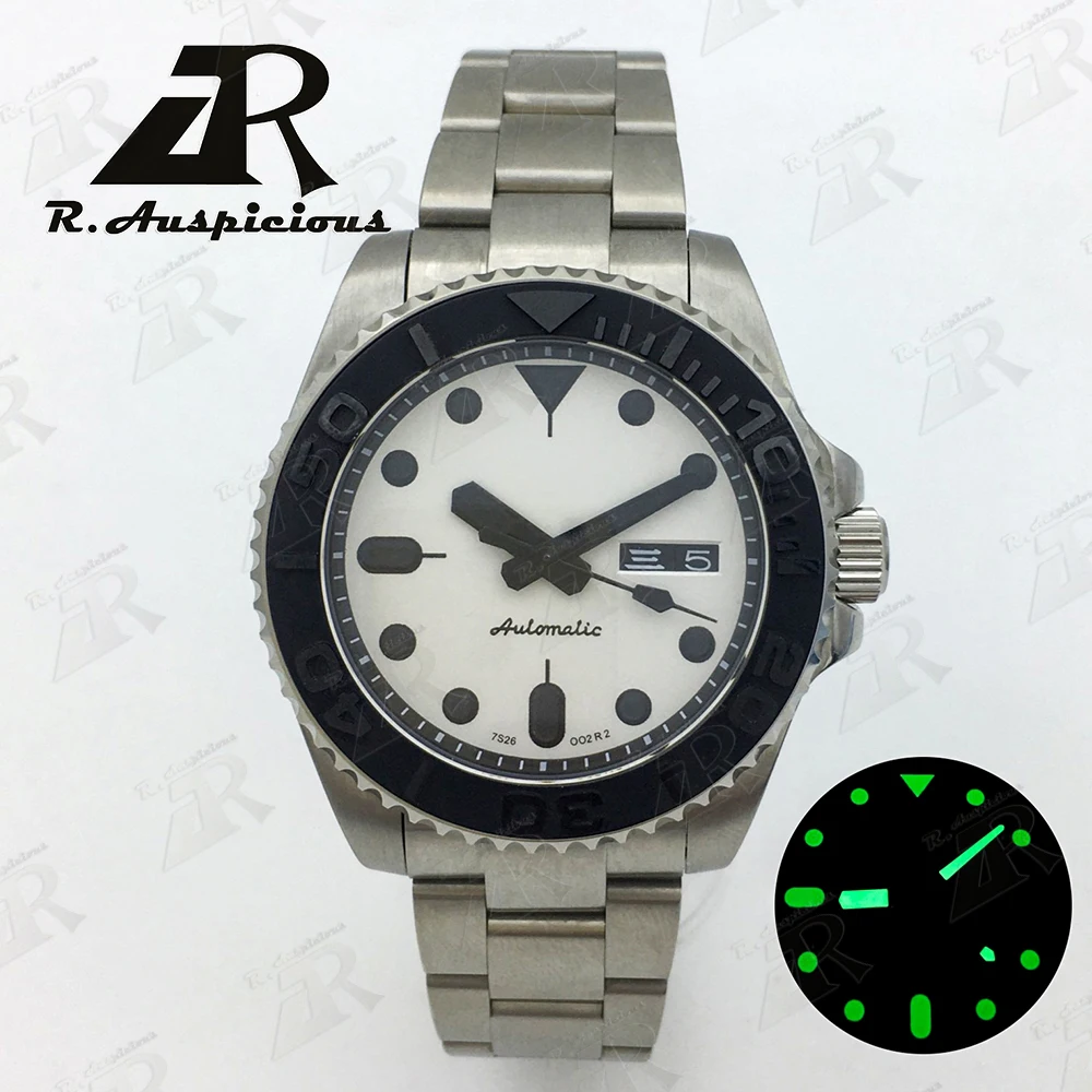 

NH36 Mechanical Dive Watch For Men SUB White Black Dial Dome sapphire Glass luminous chapter Ring Jubilee/Oyster Automatic Watch