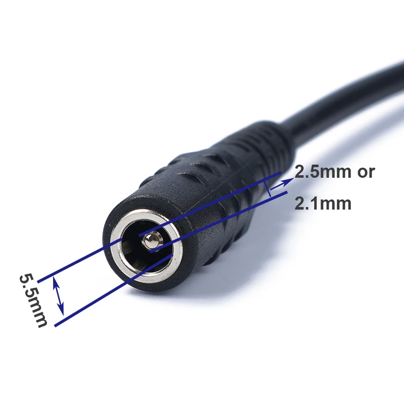 Câble d'alimentation cc 5.5mm x 2.1mm 2.5mm, adaptateur femelle à femelle pour ordinateur portable, caméra de Surveillance solaire CCTV, routeur, bande lumineuse LED