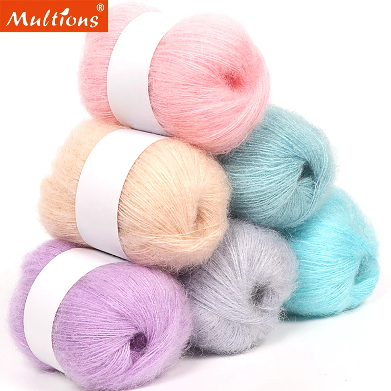 Мохеровая пряжа 25 г, однотонная Мягкая шерстяная пряжа для вязания крючком, шарф, одежда, головные уборы, шерстяная пряжа для рукоделия