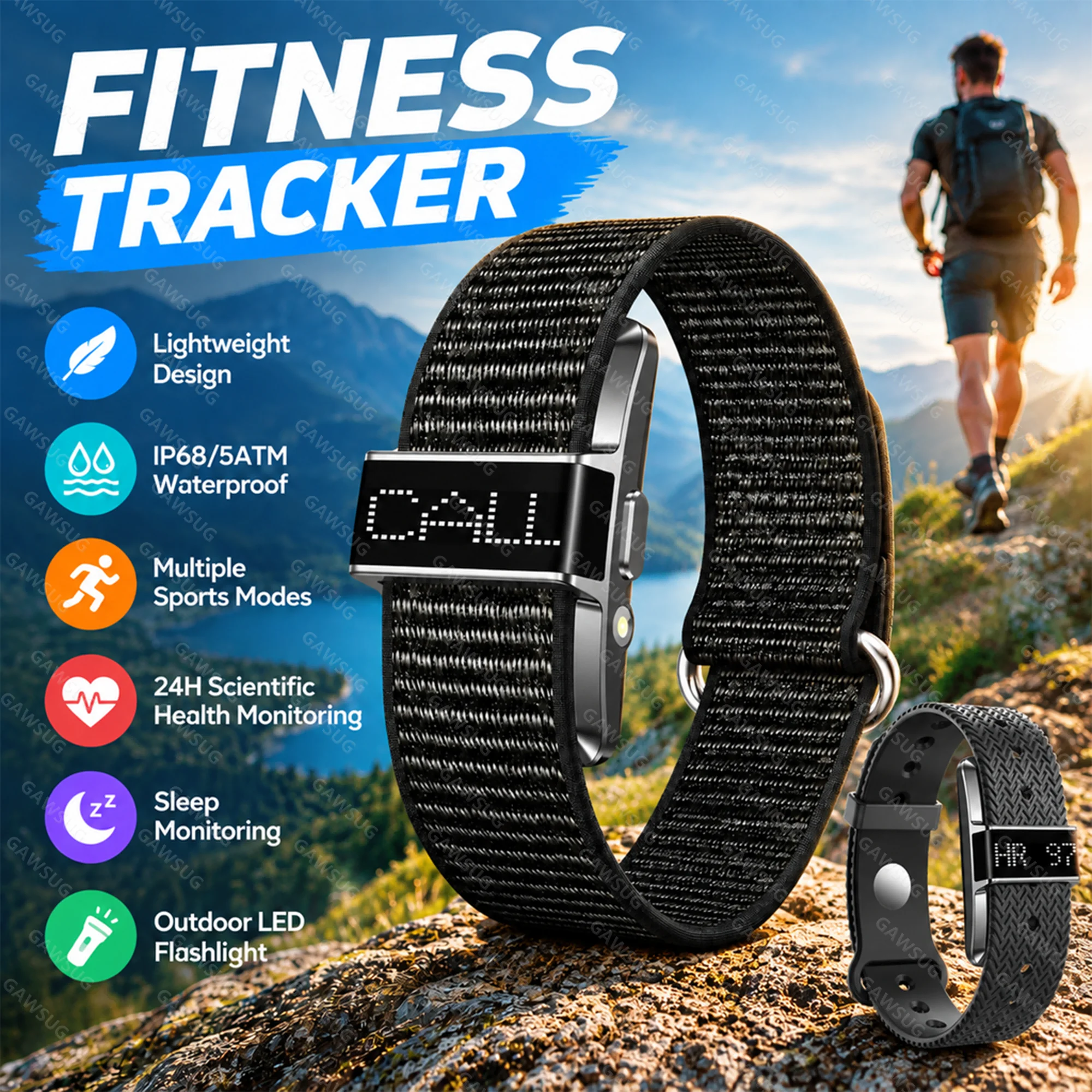 Screenless Fitness Tracker Minimalist Smart Band SpO2 Heart Rate Sleep Monitor IP68 Waterproof Women Health Men Bracelet