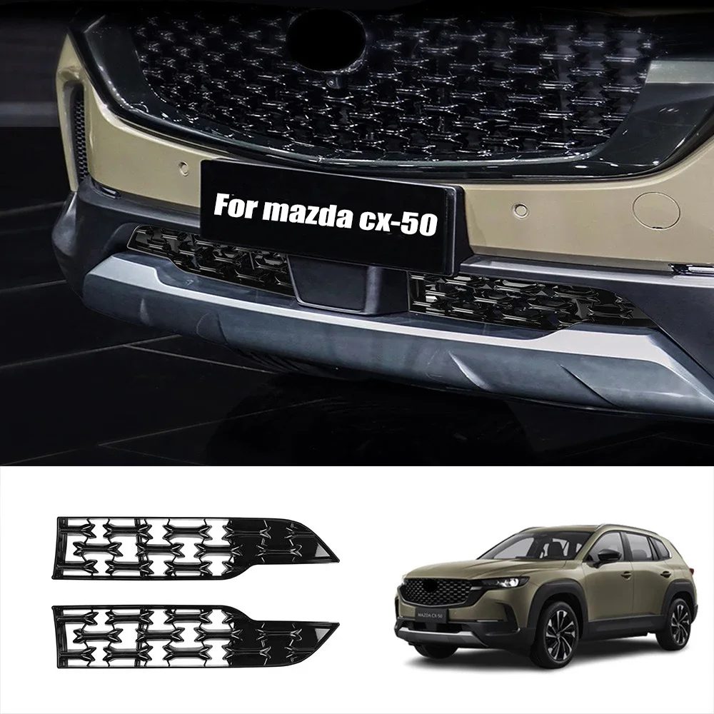 

For Mazda CX50 cx-50 2023 2024 ABS black middle mesh Front Bumper Grille Grill Decoration Panel Cover Trim external Accessories