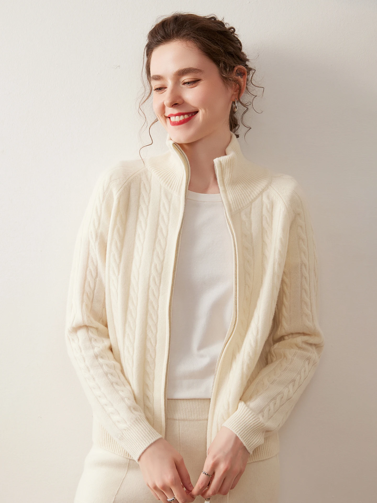 

Women 100% Cashmere Sweater Cardigan Simple O-neck Pearl buttons Autumn Winter Soft Warm Cashmere Knitwear Office Lady Tops