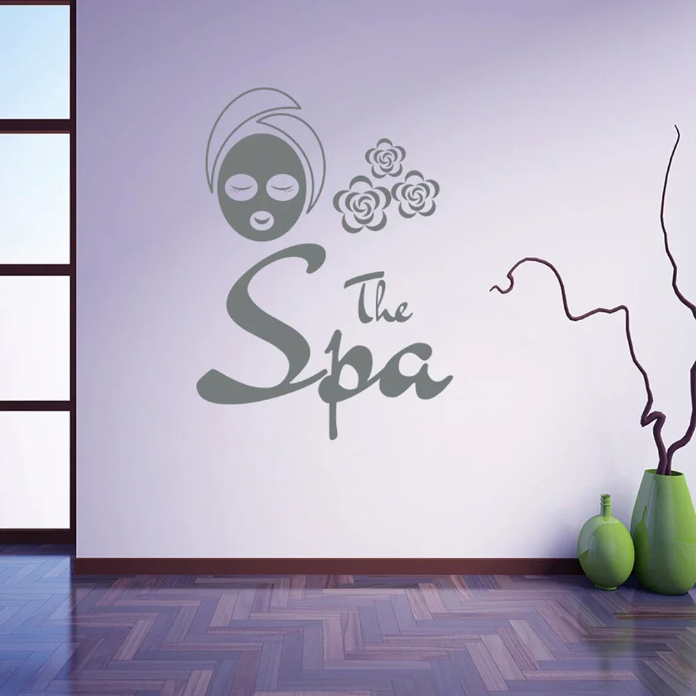 Spa Massage Parlor Wall Decal The Spa Sign Facials Mask Mudpack Rejuvenation Beauty Salon Body Massage Vinyl Wall Sticker A280