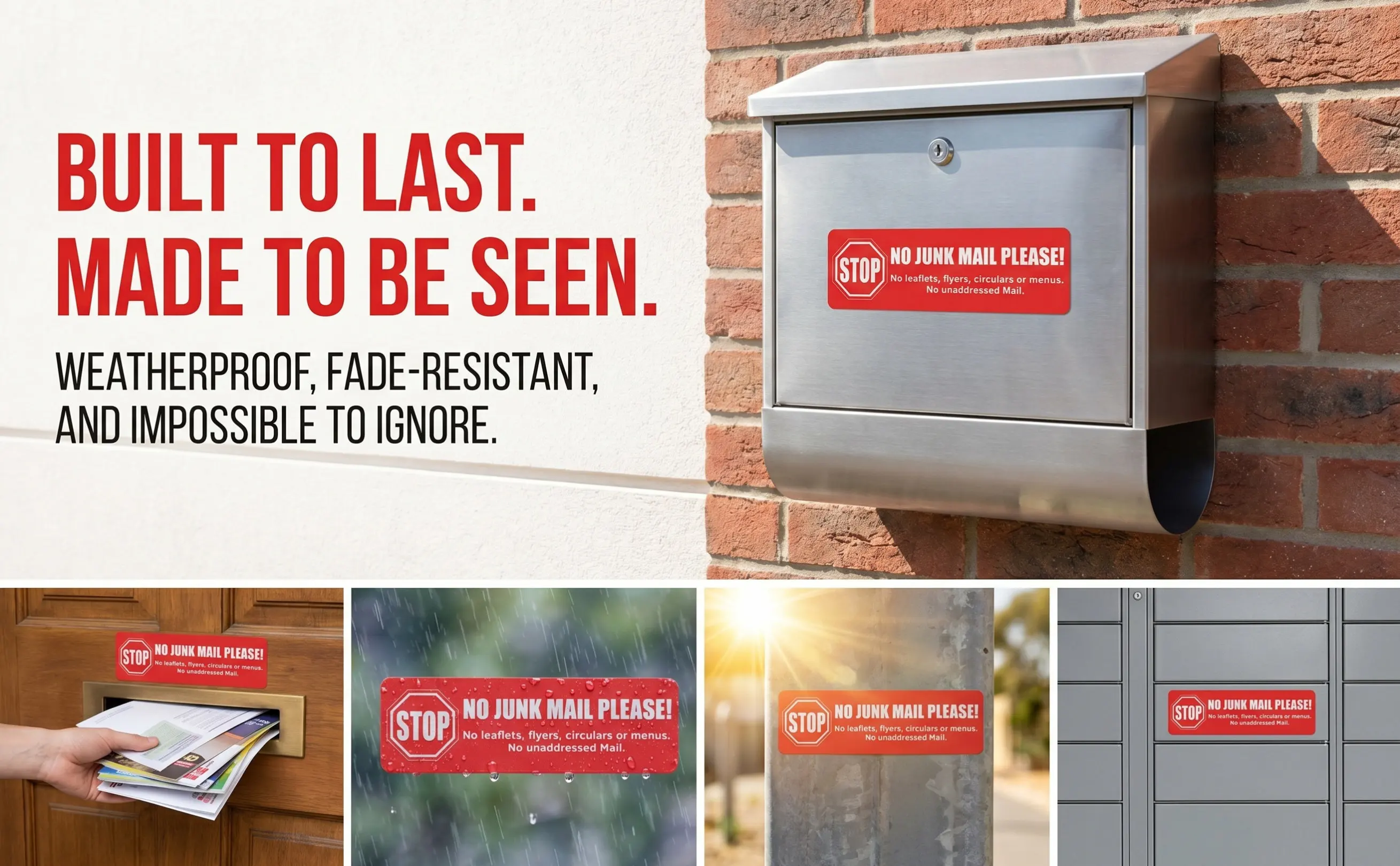 8Pcs No Junk Mail Sticker Waterproof Self-Adhesive Mailbox Decal for Residential Parcel Box Mail Slot Outdoor Use Anti
