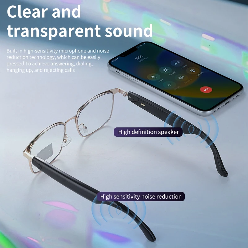 Photochromic Smart Glasses Bluetooth Transition Lenses Color Changing Sunglasses Hands-free Call Magnetic Charge Audio Eyewear