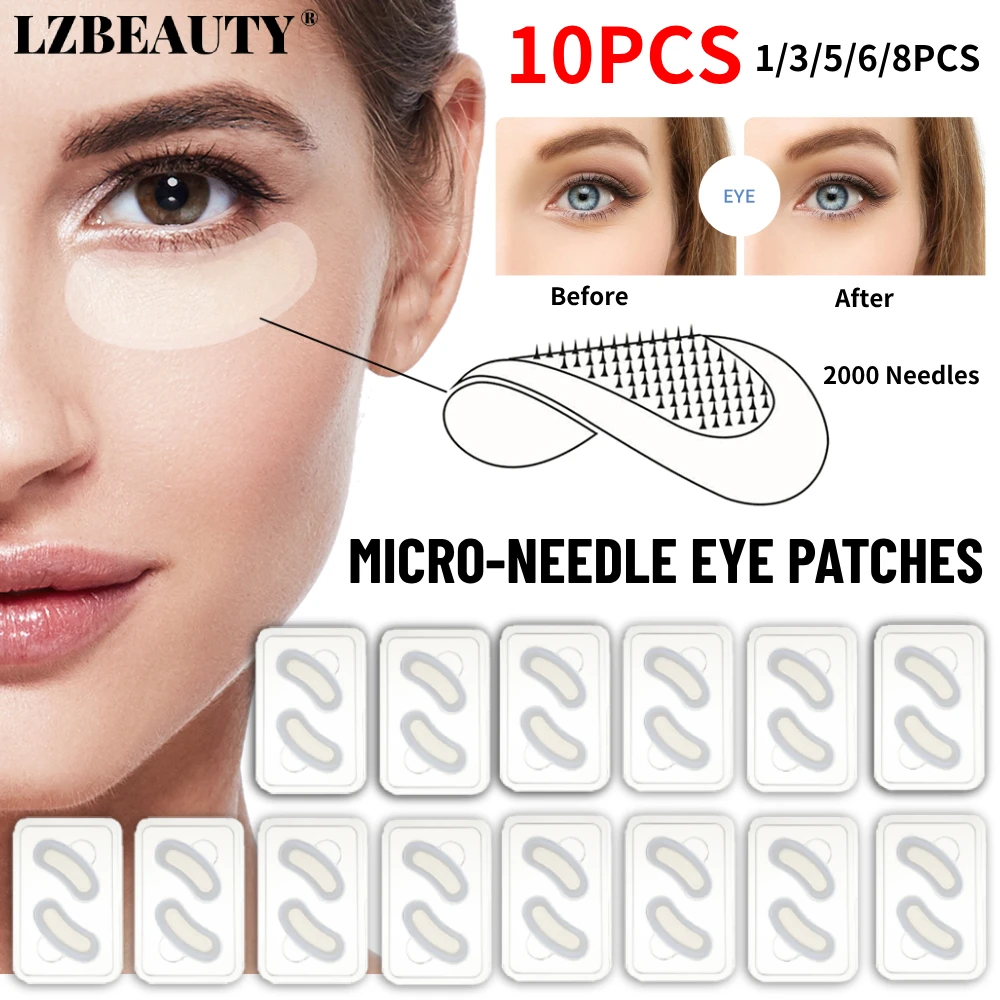 1-10PCS Hyaluronic Acid Microneedle Eye Patches Mask for Anti Wrinkle Aging Dark Circle Moisturizing Under Eye Gel Pad Skin Care