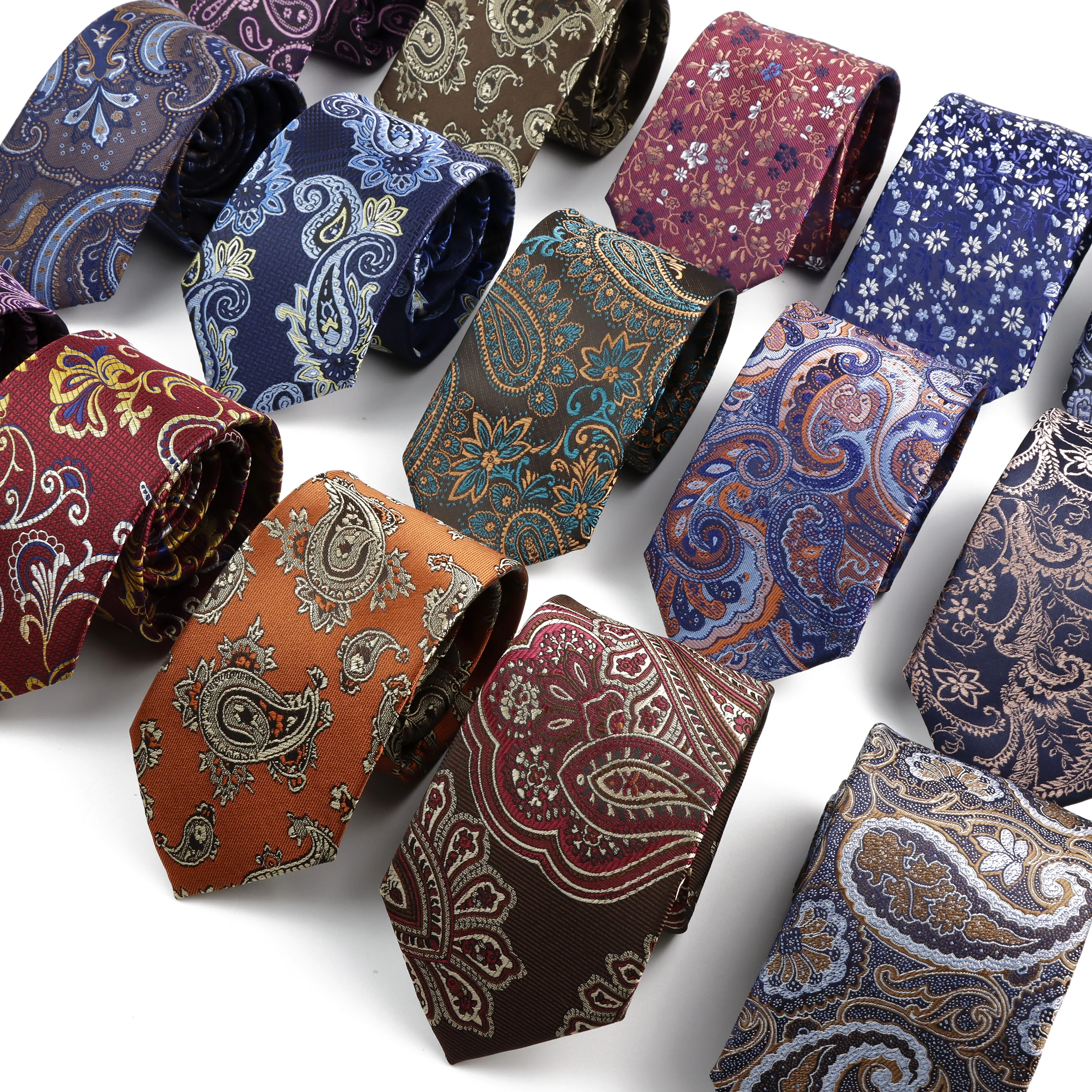 

New Design Business Paisley Men Tie Red Blue Green Purple Slim Skinny 6cm Necktie Luxury Jacquard Wedding Party Cravat Accessory