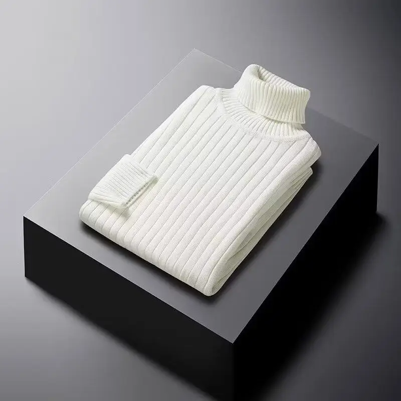 

Men's Winter High Ne Knitwear Slim Fit Thiened Base Layer Long Ne Color Twist Knitted irt Casual Polyester Fiber