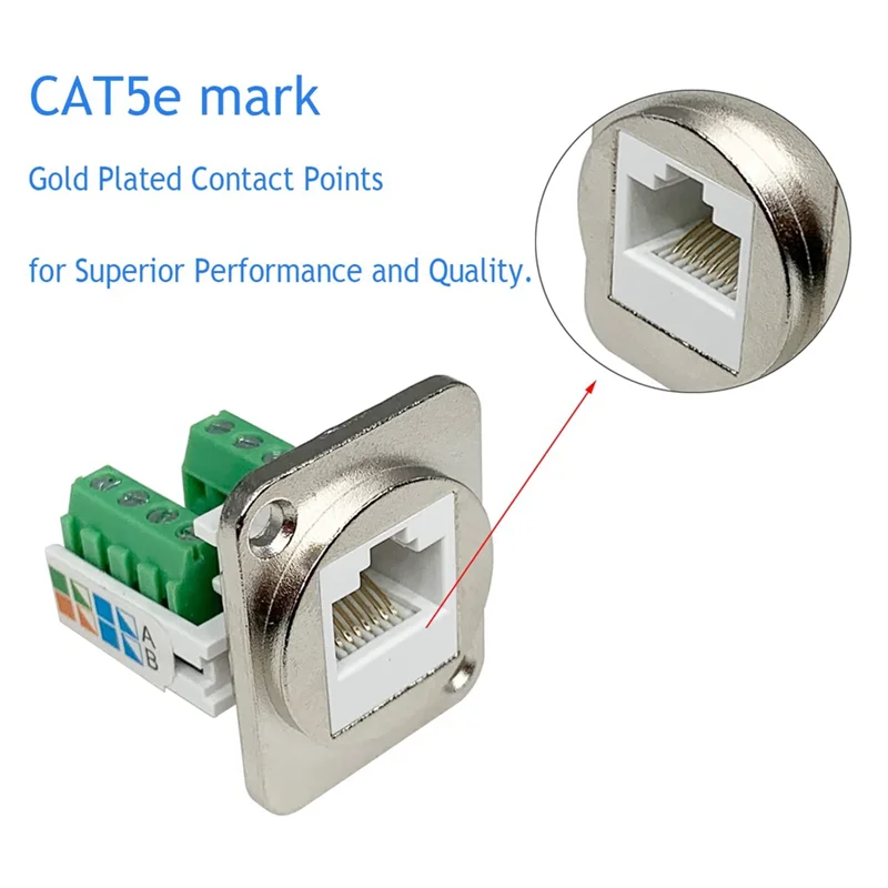 A42T-RJ45/8P8C Panel Mount Connector D-Type RJ45 Female Solderless Terminal Network Module