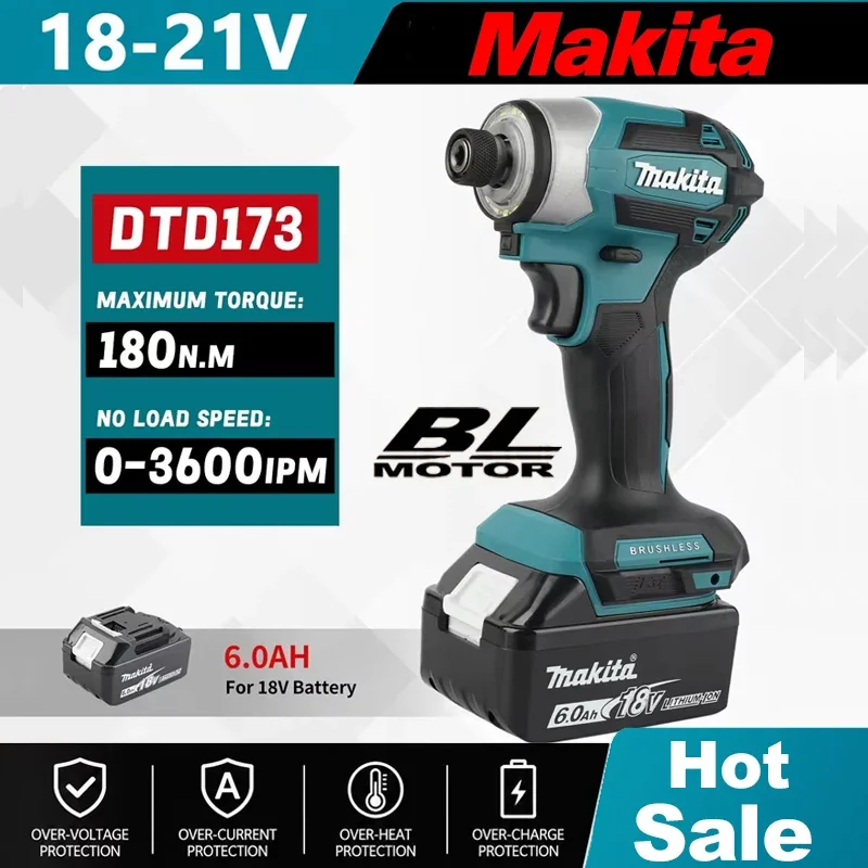 2026-makita-dtd173-bule-18v-brushless-lithium-ion-impact-driver-power-tool-multifunctional-tool-drill-bit-power-tool