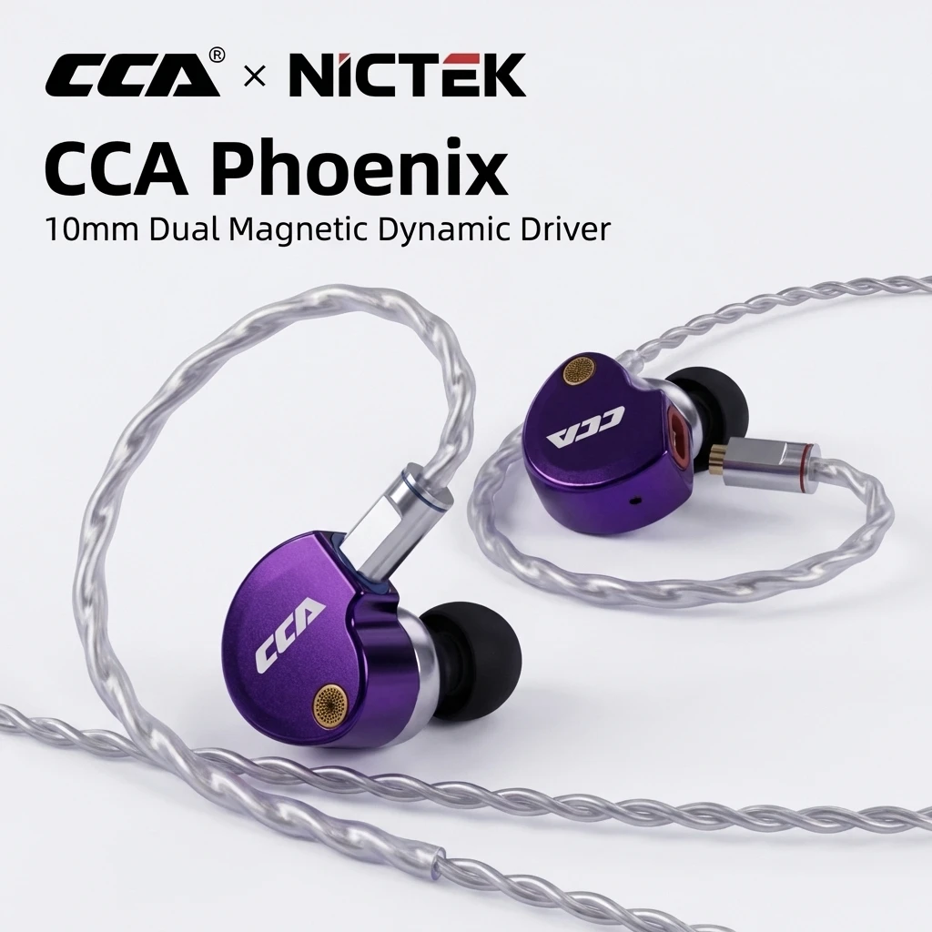 CCA Phoenix HiFi écouteurs lecteur dynamique LCP diaphragme écouteurs suppression du bruit 2PIN câble IEM moniteur jeu filaire écouteur
