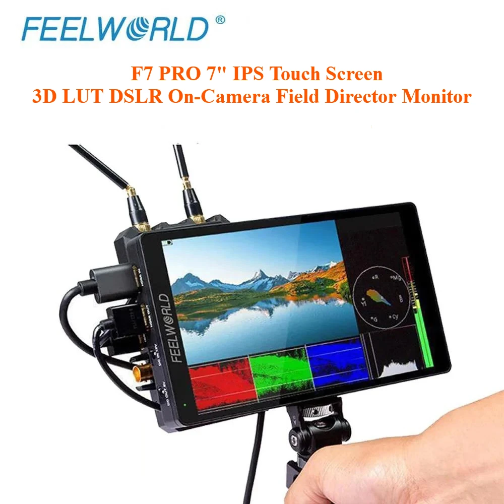 FEELWORLD F7 PRO 7 "IPS Touch Screen3D LUT DSLR Monitor de diretor de campo na câmera HDMI 4K 60Hz HD com painel de alimentação externo F970