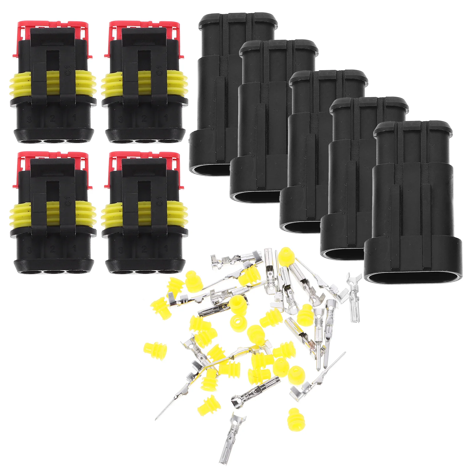 

5 Set 3 Pin Way AMP Male Femal Car Waterproof Electrical Connector Plug with Terminals (Black) male female car waterproof electr