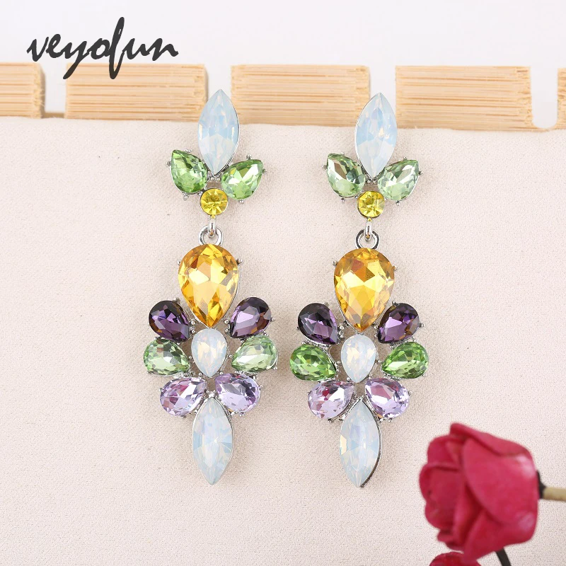 Veyofun Classic Lady Crystal Drop Earrings Elegant Trendy Party Dangle Fashion Jewelry for Women Gift Wholesale