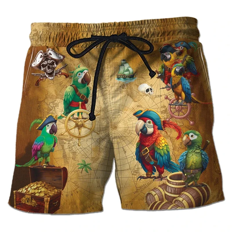 Papagaio tucano impressão 3d calças curtas para homens plantas tropicais padrão havaiano praia shorts prancha de surf calções de banho de secagem rápida