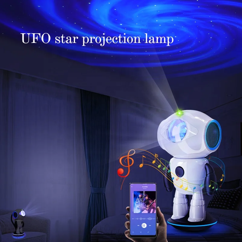 2024 New Smart Cosmonaut Projector Rechargeable Desk Projection BT Speaker Children Kids Gift Star Night Light Projector