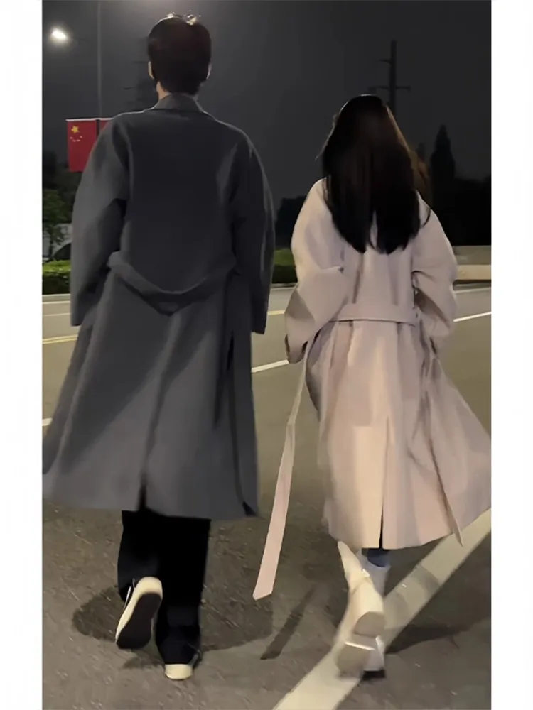 

Kululu гражданское шерстяное мужское пальто средней длины, зимнее корейское пальто, элитное пальто для пары, ветровка Jaet