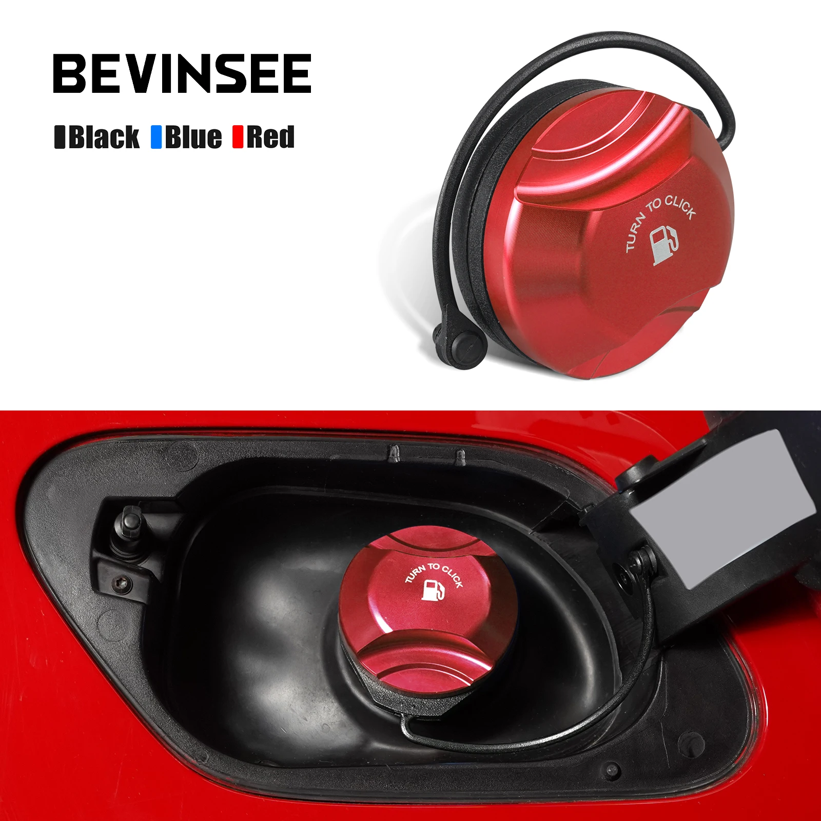 BEVINSEE Car Fuel Tank Filler Gas Cap for Audi A3 A4 A6 A8 S5 Q3 Q7, for VW for SEAT for Skoda, Replace 5C0201550T 5Q0201550L 