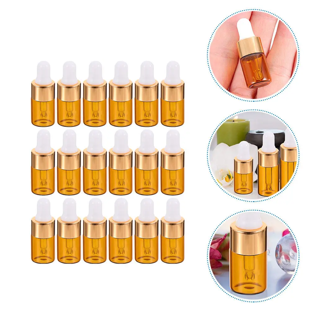 

25Pcs 2Ml Portable Glass Dropper Bottles for Essential Oil Perfume Makeup Water Travel Refillable Uv Protection Translucent