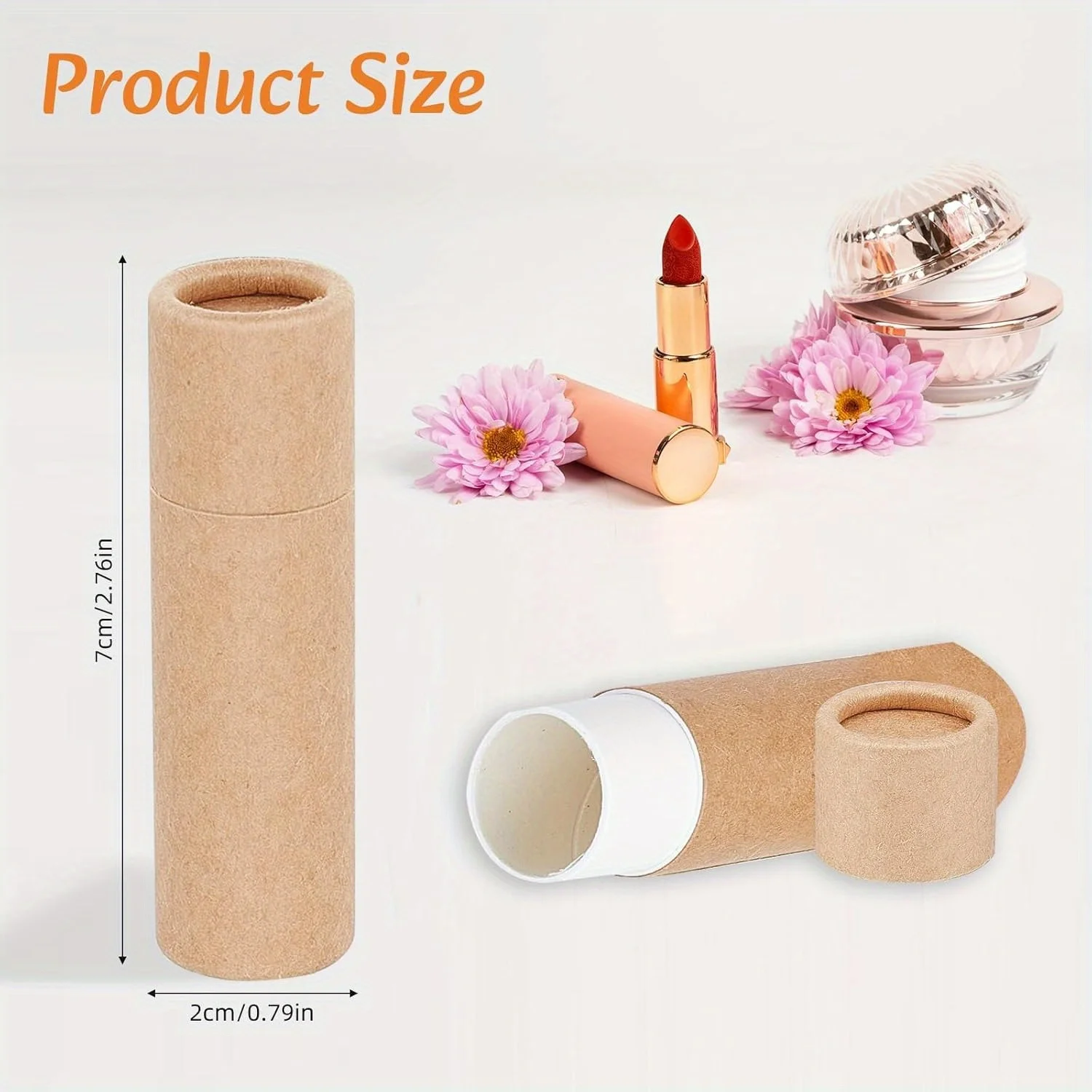 20 Stück gelbe Lippenbalsam-Tuben aus Karton, leere runde Kosmetikbehälter für DIY-Lippenstifte, nachfüllbare Lipgloss-Stick-Tubenflaschen – Detail 5