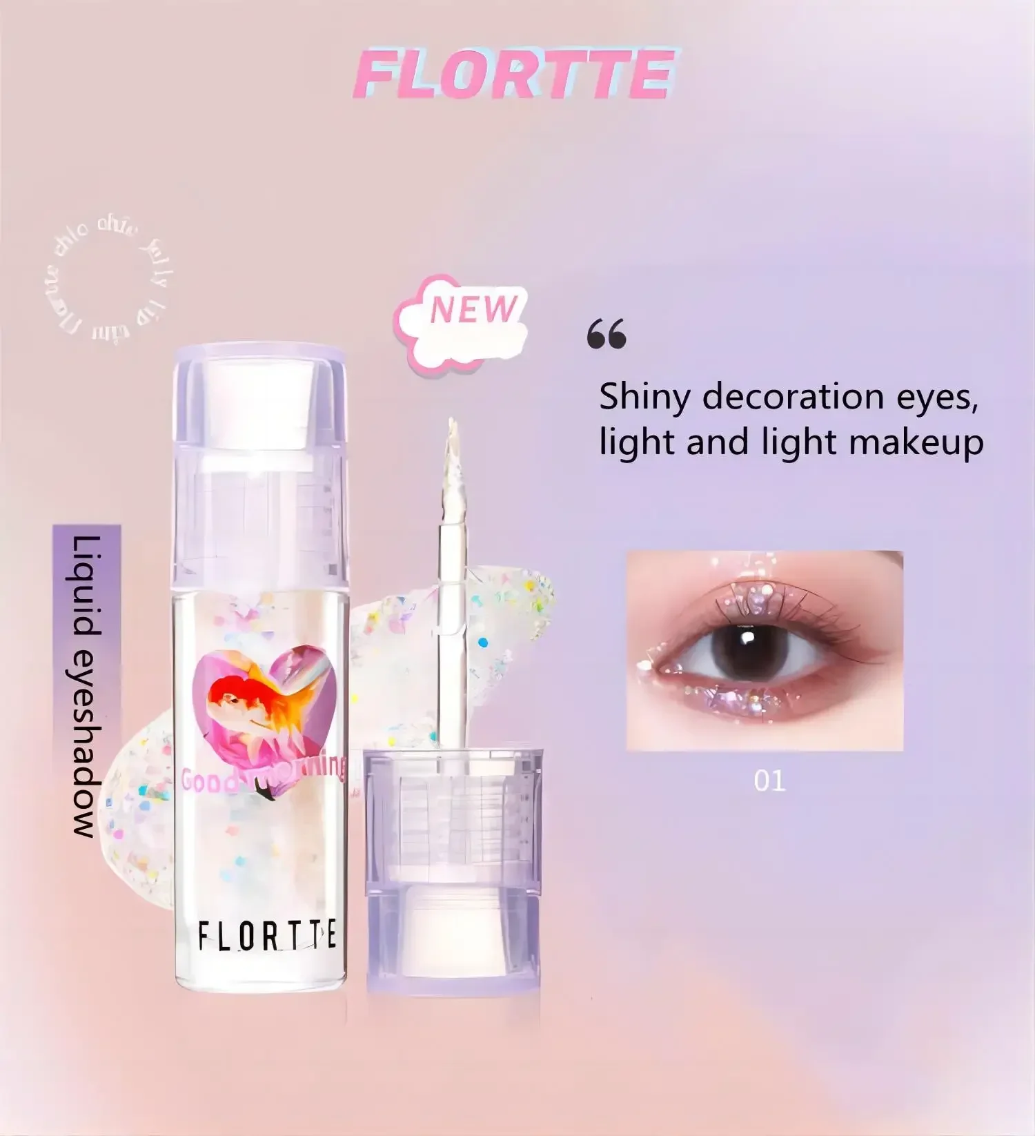 Flortte vloeibare oogschaduw Shimmer Glitter markeerstift oog cosmetische make-up pailletten glans fleuren liggende zijderups zeldzame schoonheid vrouwelijk