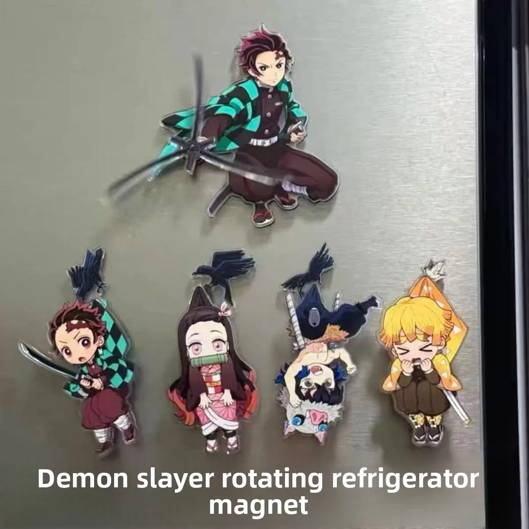 

Demon Slayer Kimetsu No Yaiba Anime Acrylic Fridge Magnets Set Featuring Tanjiro Nezuko Inosuke Zenitsu - Iron Surface Stickers