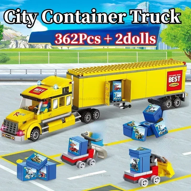 

City Series Large Truck Semi Trailer Classic Creative Transportation Brick Freight Truck Kit Construction Car Children Toy Gifts