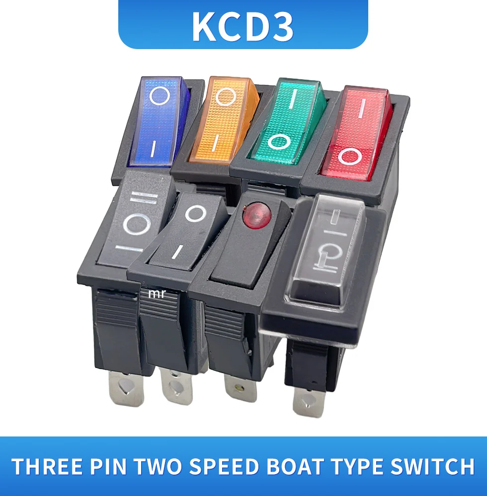 KCD3 Rocker Switch ON-OFF 2 Position 3 Pin Electrical equipment  With Light Power Switch 16A 250VAC/ 20A 125VAC 35mm*31mm*14mm